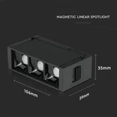 V-TAC LED spotlámpa mágneses sínhez 3W CRI>90 UGR<19 meleg fehér - SKU 7960