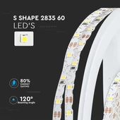 V-TAC LED szalag IP20 SMD 2835 chip 60 db/m természetes fehér - SKU 2560