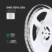 V-TAC LED szalag IP20 SMD 3014 chip 204 db/m meleg fehér - SKU 2404