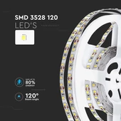 V-TAC LED szalag IP20 SMD 3528 chip 120 db/m természetes fehér, 100 Lm/W - SKU 212042