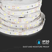 V-TAC LED szalag IP20 SMD 3528 chip 60 db/m hideg fehér, 100 Lm/W - SKU 212005