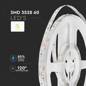 V-TAC LED szalag IP20 SMD 3528 chip 60 db/m meleg fehér - SKU 2016