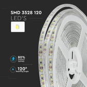V-TAC LED szalag IP65 SMD 3528 chip 120 db/m hideg fehér - SKU 2037