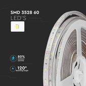 V-TAC LED szalag IP65 SMD 3528 chip 60 db/m hideg fehér - SKU 2031