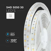 V-TAC LED szalag IP65 SMD 5050 chip 30 db/m meleg fehér - SKU 212145