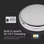 V-TAC mennyezeti 14W LED króm lámpatest, állítható színhőmérséklettel - SKU 20092