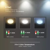V-TAC mennyezeti 14W LED króm lámpatest, állítható színhőmérséklettel - SKU 20092
