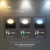 V-TAC mennyezeti 20W LED króm lámpatest, állítható színhőmérséklettel - SKU 20097
