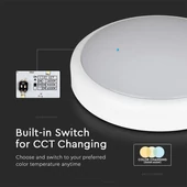 V-TAC mennyezeti 20W LED lámpatest, állítható színhőmérséklet, szenzorral és akkuval - SKU 2120096