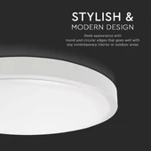 White frame round dome light 24W ceiling lamp with microwave sensor, IP44, 6500K