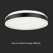 V-TAC mennyezeti kerek 42W lámpa, O50cm, fekete dísszel, természetes fehér, 100 Lm/W - SKU 6911