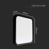 Black frame square dome light 18W ceiling lamp, IP44, 6500K
