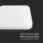White frame square dome light 30W ceiling lamp with microwave sensor, IP44, 6500K