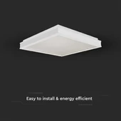 V-TAC mennyezeti szögletes 48W lámpa, 50x50cm, fehér dísszel, természetes fehér, 90 Lm/W - SKU 6918