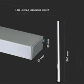 V-TAC ezüst mennyezetre függeszthető lineáris LED lámpa 120cm 40W hideg fehér - SKU 601