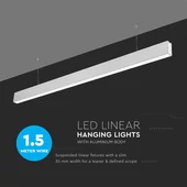 V-TAC ezüst mennyezetre függeszthető lineáris LED lámpa 120cm 40W hideg fehér - SKU 601
