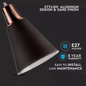 V-TAC modern csillár, homokfekete és réz függeszték E27 foglalattal - SKU 3700