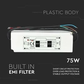 LED Plastic SLIM Power Supply - 75W 12V IP67