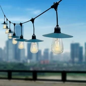 V-TAC napelemes LED fényfüzér 15 db ST64-es formájú égőkkel, 15 méter hosszú - SKU 23034