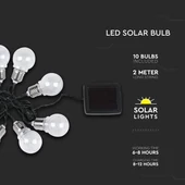 V-TAC napelemes LED party fényfüzér 2m 10db fényforrással - SKU 8559