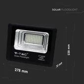 V-TAC napelemes LED reflektor 20W természetes fehér 10000 mAh, fekete házzal - SKU 8575