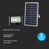 V-TAC napelemes LED reflektor 35W hideg fehér 15000 mAh, fekete házzal - SKU 94012