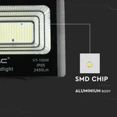 V-TAC napelemes LED reflektor 35W természetes fehér 15000 mAh, fekete házzal - SKU 8576