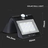 V-TAC napelemes, mozgásérzékelős LED reflektor, fekete, 1.5W természetes fehér - SKU 8277