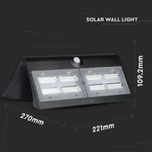 V-TAC napelemes, mozgásérzékelős LED reflektor, fekete, 7W természetes fehér - SKU 8279