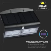 V-TAC napelemes, mozgásérzékelős LED reflektor, fekete, 7W természetes fehér - SKU 8279