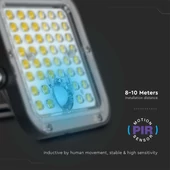 V-TAC napelemes reflektor mozgásérzékelővel, 4800 Lumen, hideg fehér - SKU 10311