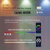 V-TAC okos 8W hangulatvilágítás, programozható RGB - SKU 405871