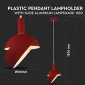 Plastic Pendant Lamp Holder E14 With Slide Aluminum Shade Red