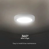 V-TAC PRO felületre szerelhető, műanyag IP20, kerek LED panel 12W, hideg fehér - SKU 78751