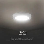 V-TAC PRO felületre szerelhető, műanyag IP20, kerek LED panel 6W, meleg fehér - SKU 78701