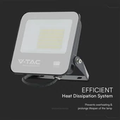 V-TAC PRO LED reflektor 50W természetes fehér, fekete házzal - SKU 23688