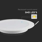 V-TAC PRO süllyeszthető, műanyag IP20, kerek LED panel 18W, természetes fehér - SKU 78651