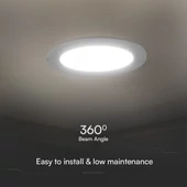 V-TAC PRO süllyeszthető, műanyag IP20, kerek LED panel 24W, meleg fehér - SKU 78671