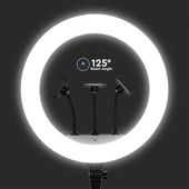 V-TAC Ring light, szelfi gyűrűs LED lámpa tripod, selfie körlámpa 3 db telefontartóval - SKU 23047