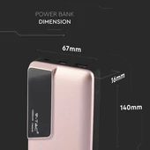 V-TAC rózsaarany, 10000mAh powerbank, kijelzővel - SKU 8873