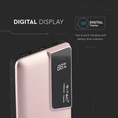 V-TAC rózsaarany, 10000mAh powerbank, kijelzővel - SKU 8873