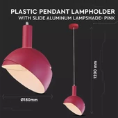 Plastic Pendant Lamp Holder E14 With Slide Aluminum Shade Pink