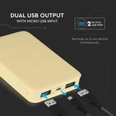 V-TAC sárga, 5000mAh powerbank, jelzőfénnyel - SKU 8196