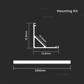 V-TAC sarok alumínium LED szalag profil fehér fedlappal 2m - SKU 10322