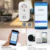 V-TAC Smart - okostelefonnal kapcsolható, WiFi-s, konnektor, dugalj - SKU 8415