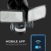 V-TAC Smart - WiFi-s, fekete, beltéri reflektor, mozgásérzékelővel, kamerával - SKU 5917