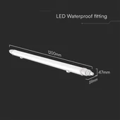 V-TAC sorolható 36W beépített LED-es 120cm armatúra, természetes fehér, IP65 (L-széria) - SKU 23083