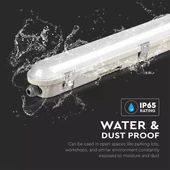 LED Waterproof Fitting M-SERIES 1200mm 36W 6400K Transparent SS Clip 120LM/W