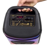 400W Rechargeable Speaker With 1 Wired Microphone RF Control and Handle 2x6.5 inch