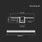 Led Strip Mounting Kit With Diffuser Aluminum Milky Gypsum Narrow 2000MM